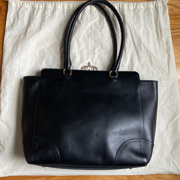 Authentic Lauren Ralph Lauren Black Leather Tote - Picture 3 of 8